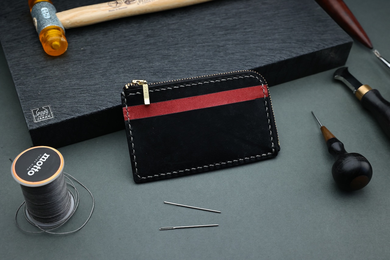 L-shaped Zipper Coins & Card Holder - workshop