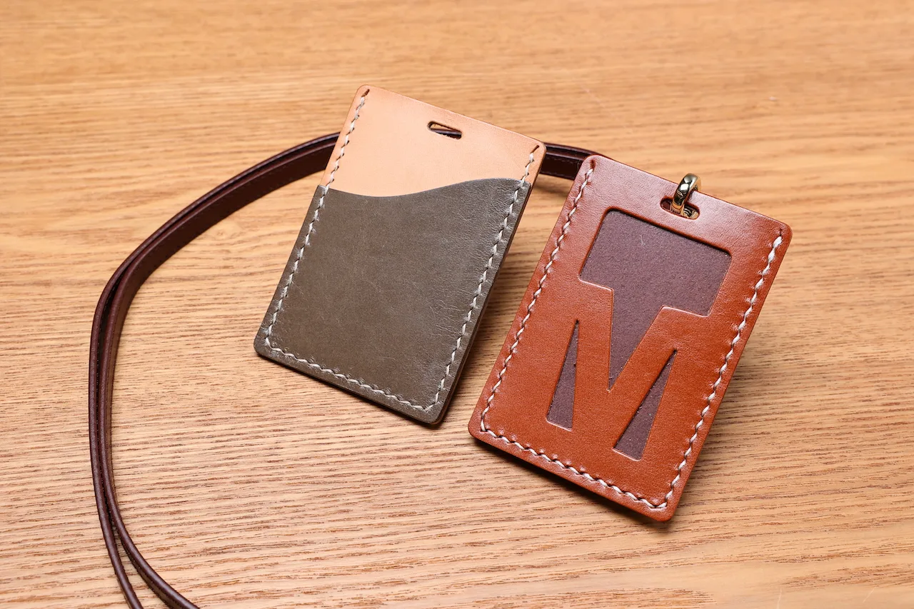 ID Badge皮革字母證件套 (直向) A-Z - finished-item