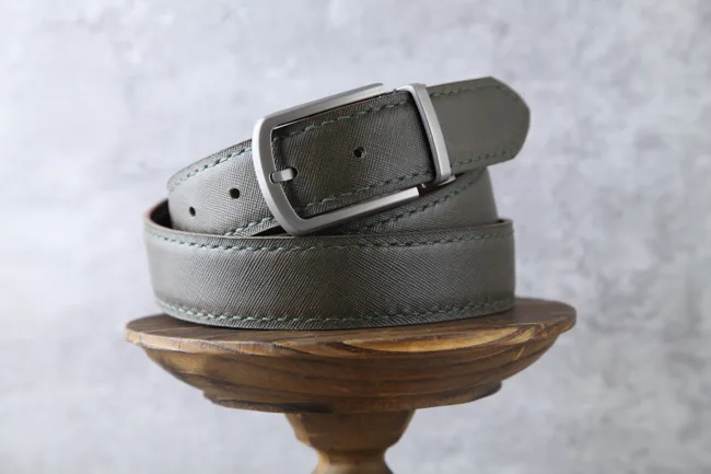 EXECUTIVE - Reversible Italian Saffiano Leather Belt 3.4cm [2 colors | Reversible | Full Stitching]