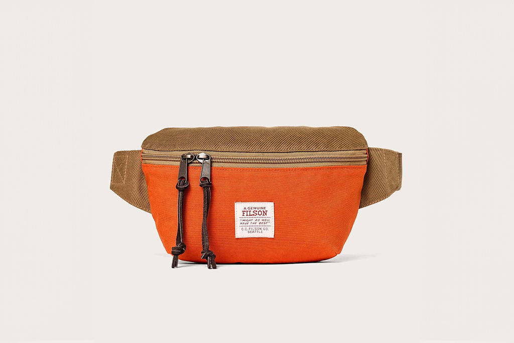 Filson - Surveyor Crossbody Pack - Dark Tan/Flame (Free name embossing camouflage luggage tag included)