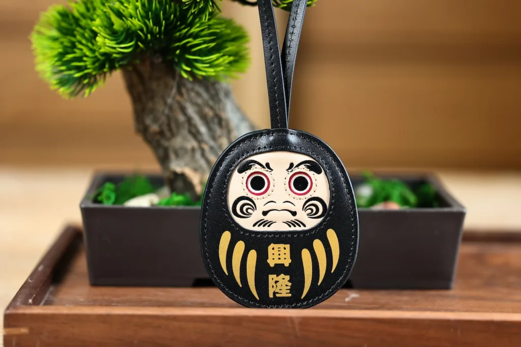 Daruma Leather Lucky Charm - Black: Prosperity