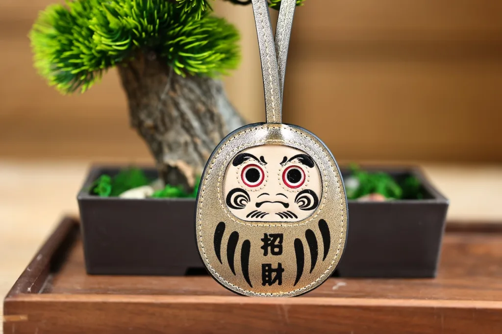 Daruma Leather Lucky Charm - Gold: Attract Wealth